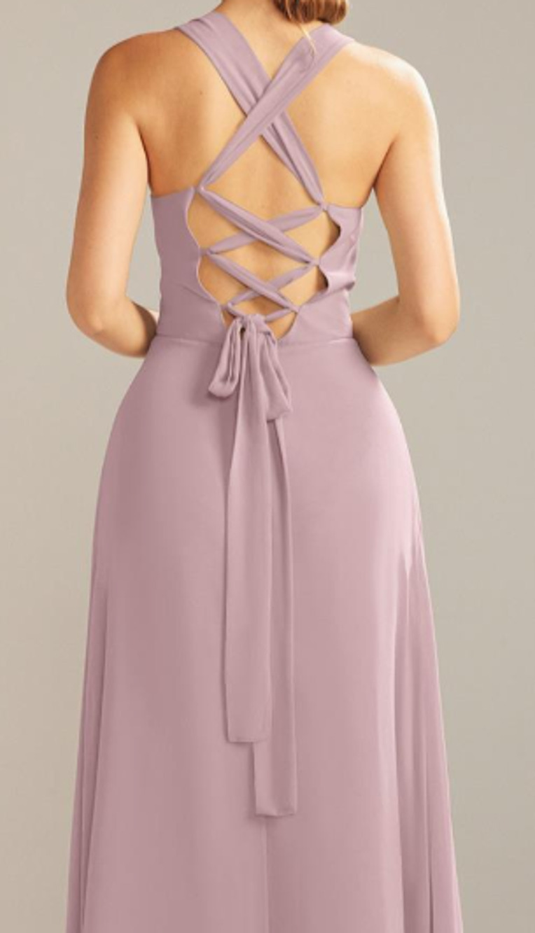 AW BRIDAL 0 XS mauve mist pink Alphorn wedding bridesmaid maxi dress NEW B46